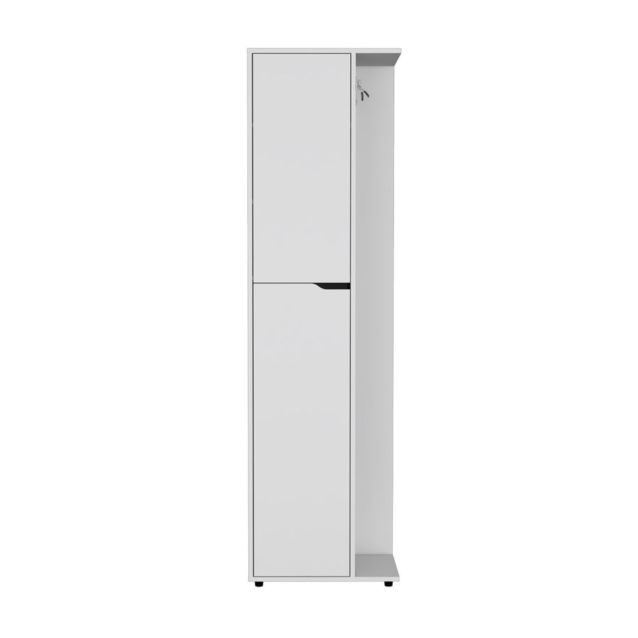 TUHOME CONCEPT Armario escobero Austin de 181 cm con 2 puertas y ganchos laterales, blanco