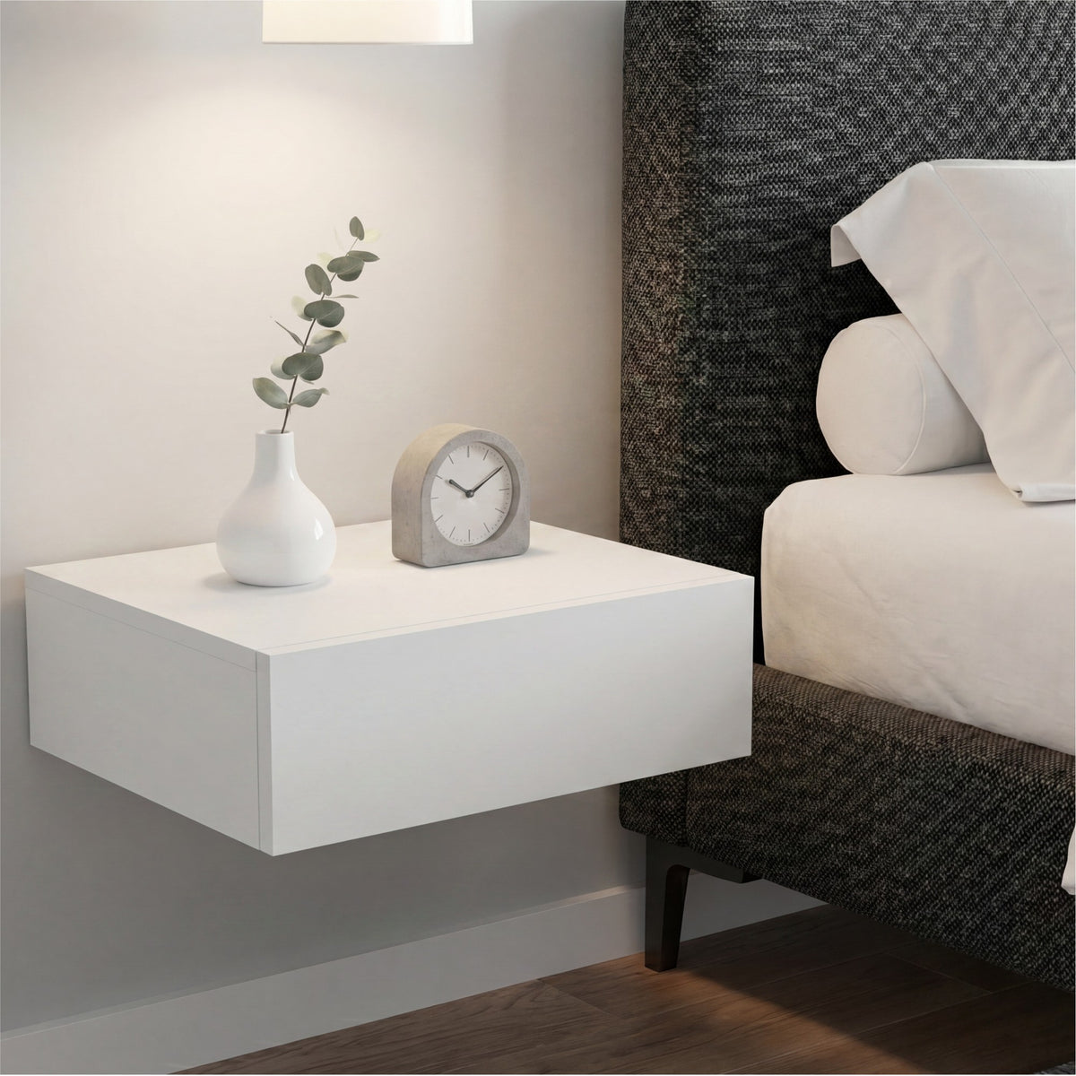 TUHOME CONCEPT Mesita de noche flotante Milano de 40 cm, blanco