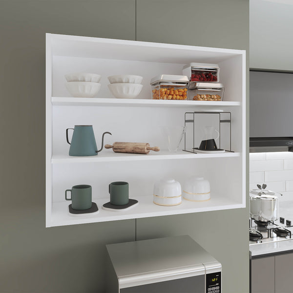 TU HOME Gabinete de Pared Chinle en Melamina con Almacenamiento Abierto, Blanco.