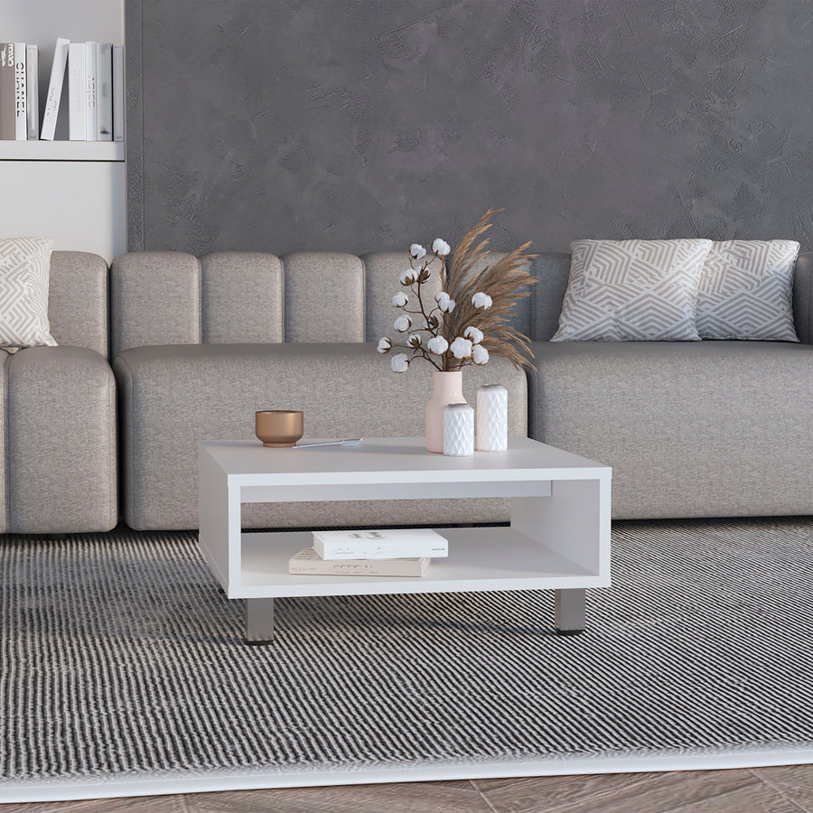 TUHOME CONCEPT Mesa de centro Eclipse de 60 cm, blanco