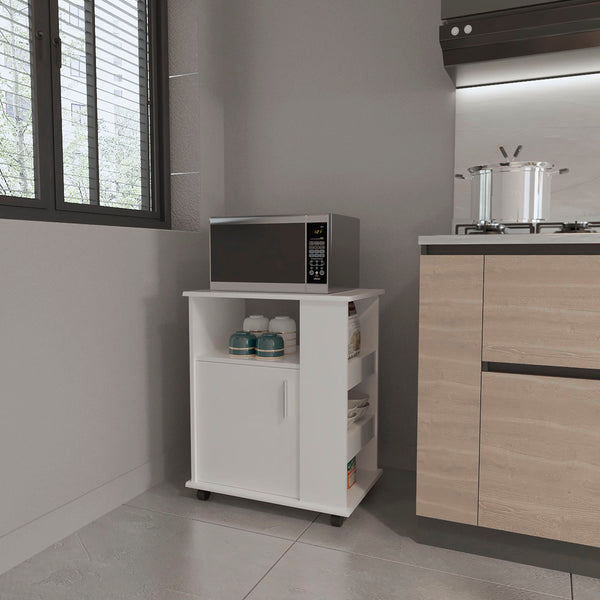 Armario inferiror Lower para microondas en melamina con gabinete y 4 estantes