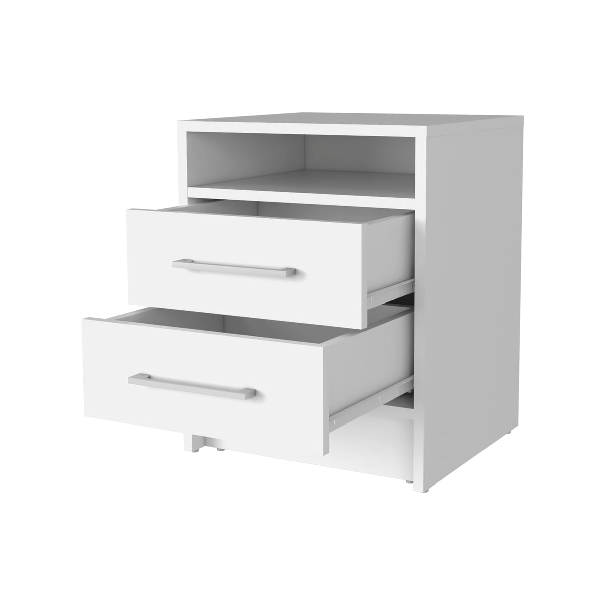 Mesita de noche Eter de 40 cm con 2 cajones, blanco