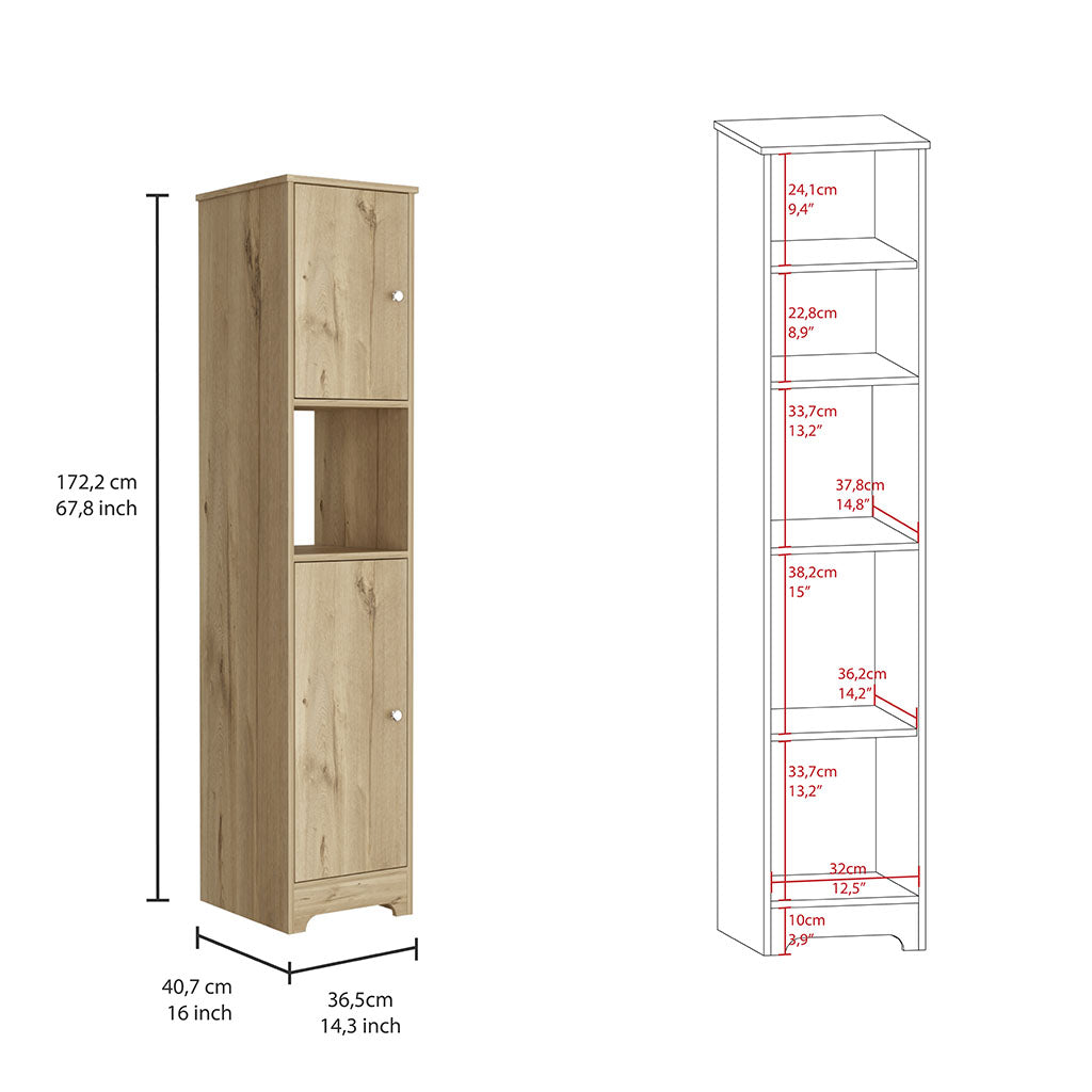 TUHOME CONCEPT Columna de baño Ibis de 172 cm con 2 puertas y 1 estante
