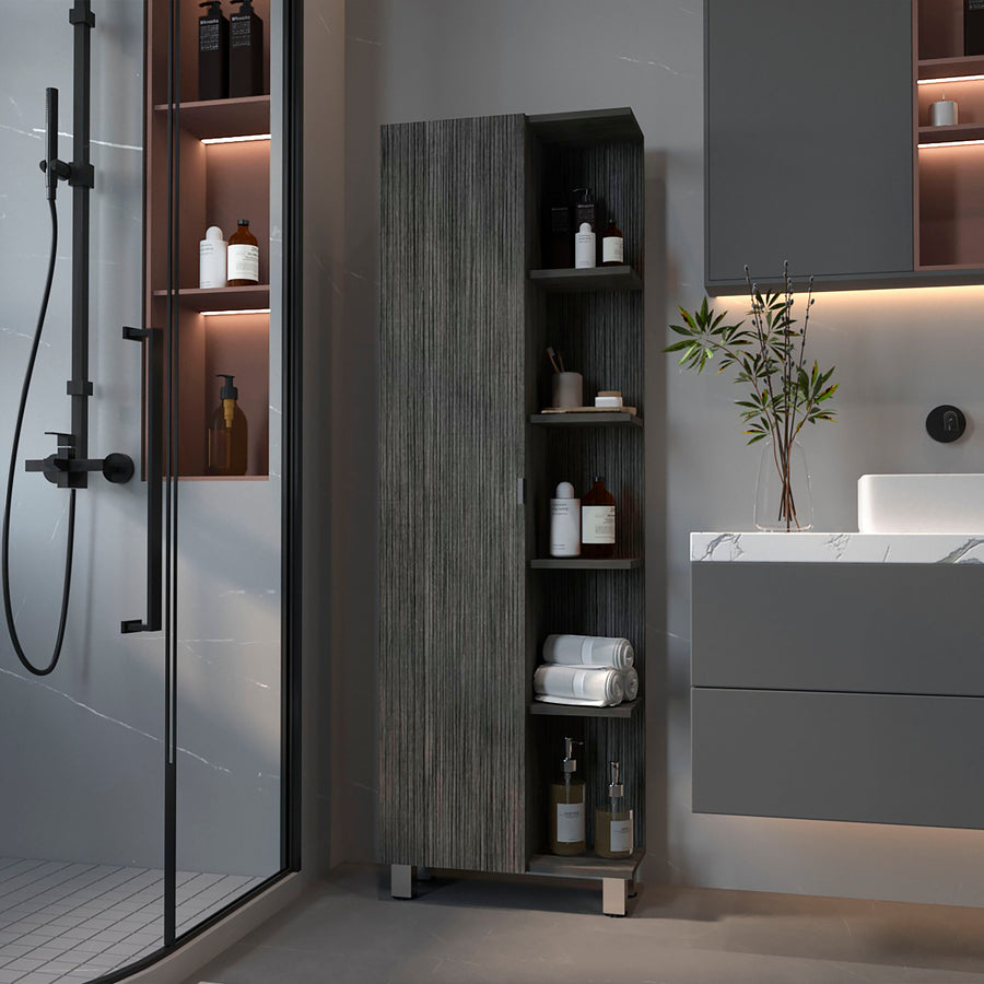Columna de baño Urano de 158 cm, roble gris