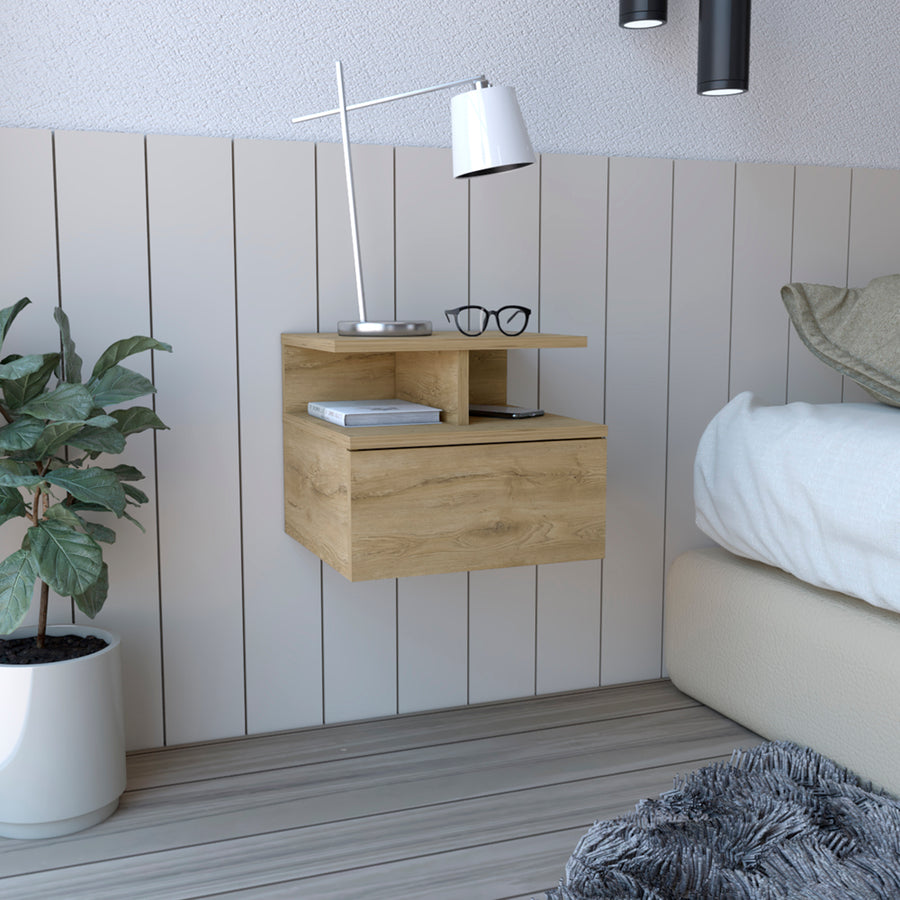 TUHOME CONCEPT Mesita de noche flotante Adele de 36 cm, macadamia