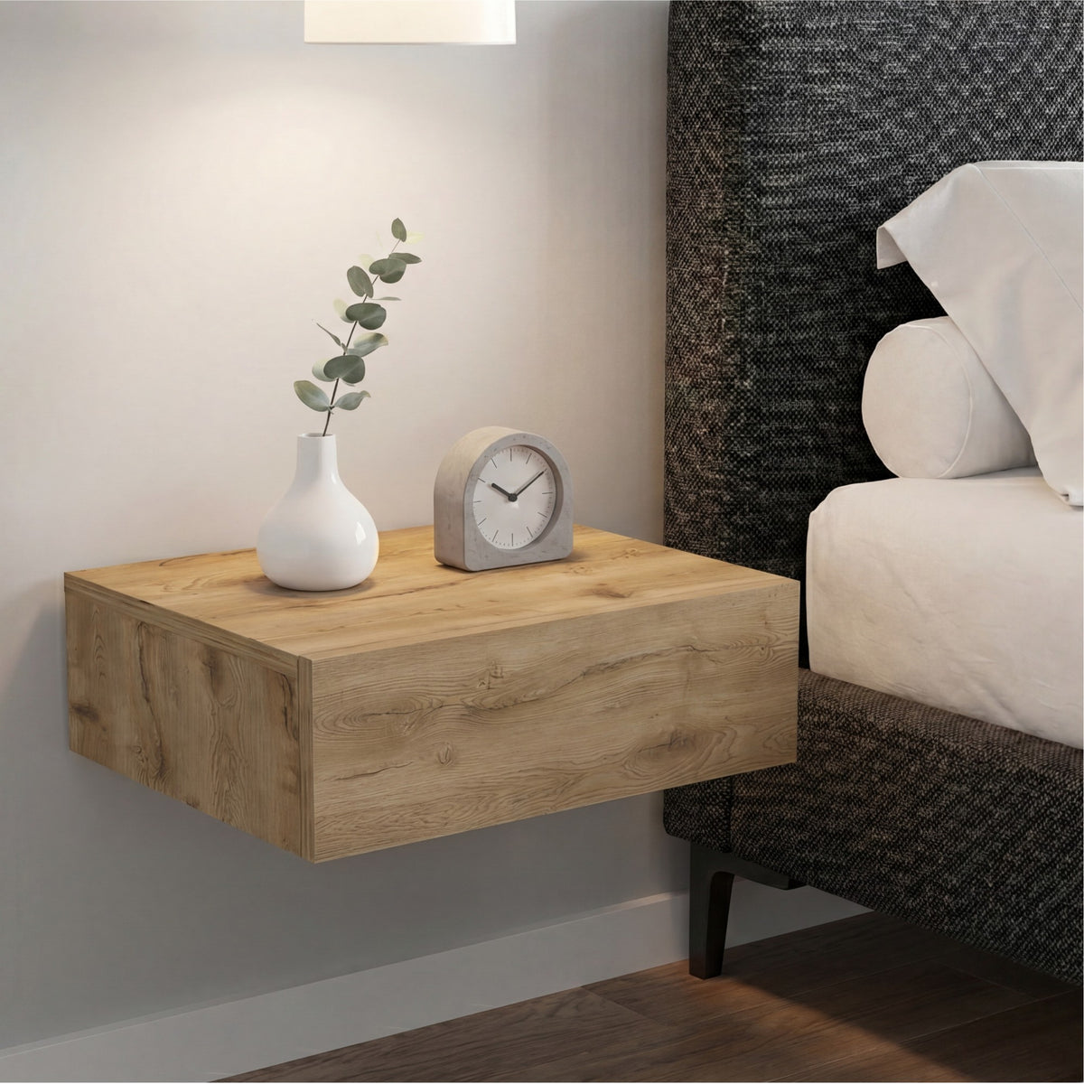 TUHOME CONCEPT Mesita de noche flotante Milano de 40 cm, macadamia