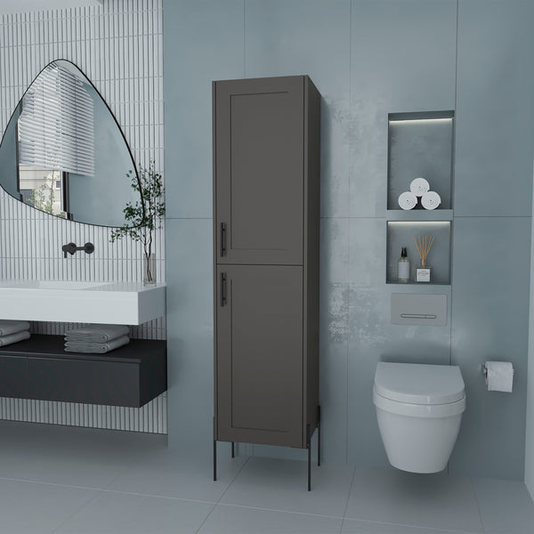 Columna de baño Sealy en melamina con 2 puertas y 4 estantes , Plomo