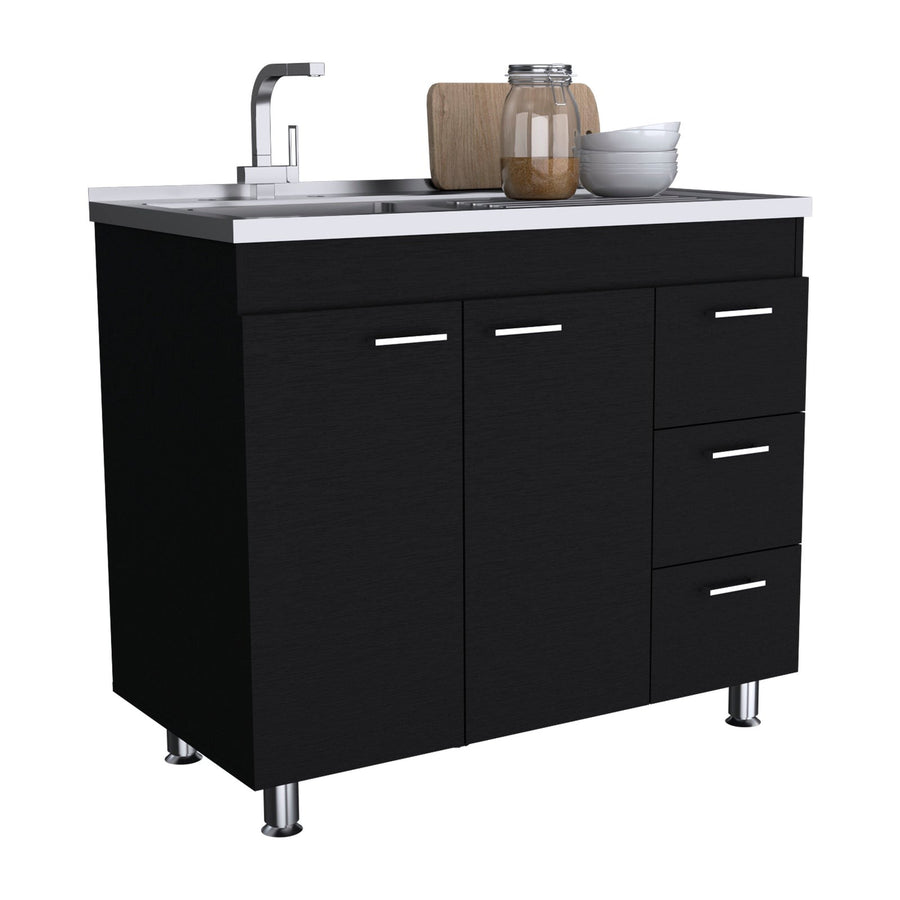 TUHOME CONCEPT Mueble bajo de cocina Ferretti de 100 cm, wengué