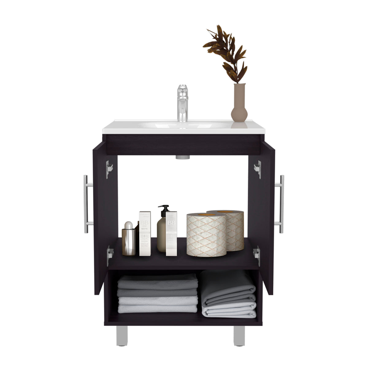 TUHOME CONCEPT Mueble de baño Conrad de 60 cm con lavabo, wengué