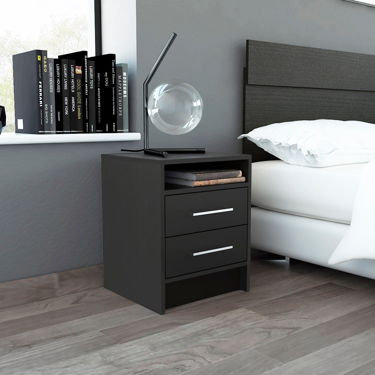 TUHOME CONCEPT Mesita de noche Eter de 40 cm con 2 cajones