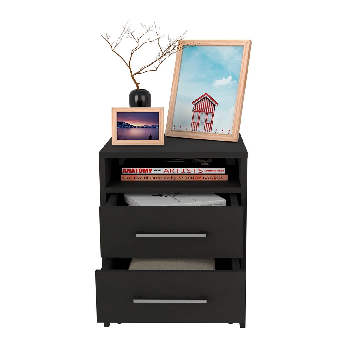 TUHOME CONCEPT Mesita de noche Eter de 40 cm con 2 cajones