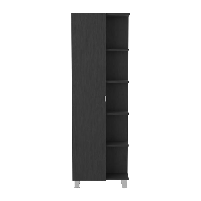 Columna de baño Urano 158 cm, 1 puerta y 5 estantes abiertos