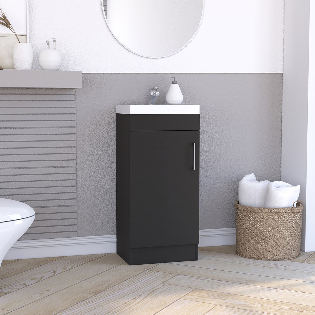 TUHOME CONCEPT Mueble de baño Madrid de 40 cm con lavabo y grifo, wengué