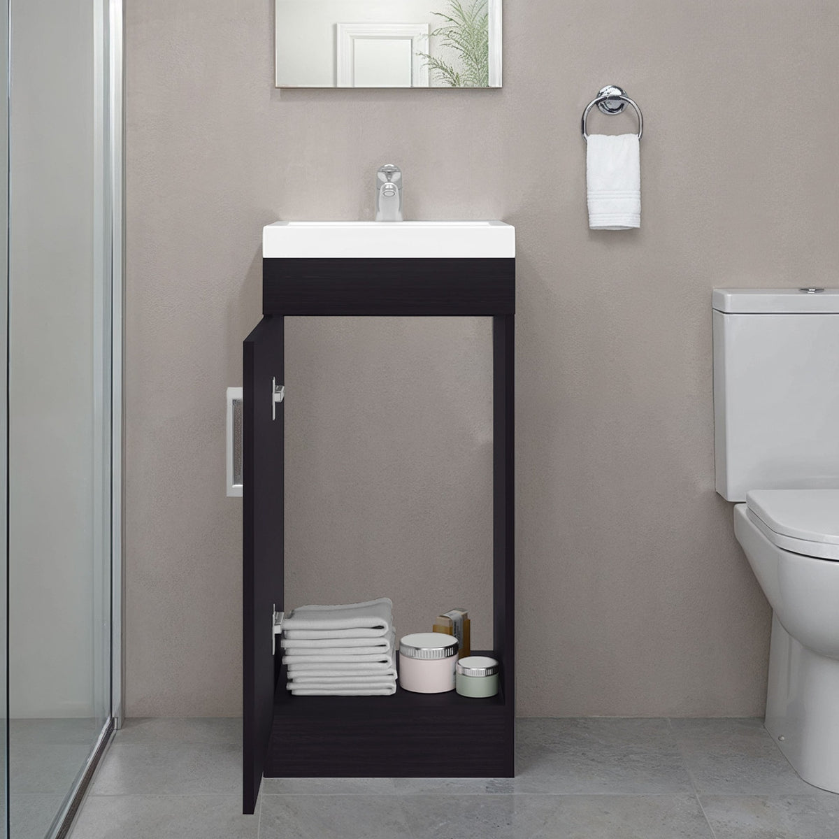 TUHOME CONCEPT Mueble de baño Madrid de 40 cm con lavabo y grifo, wengué