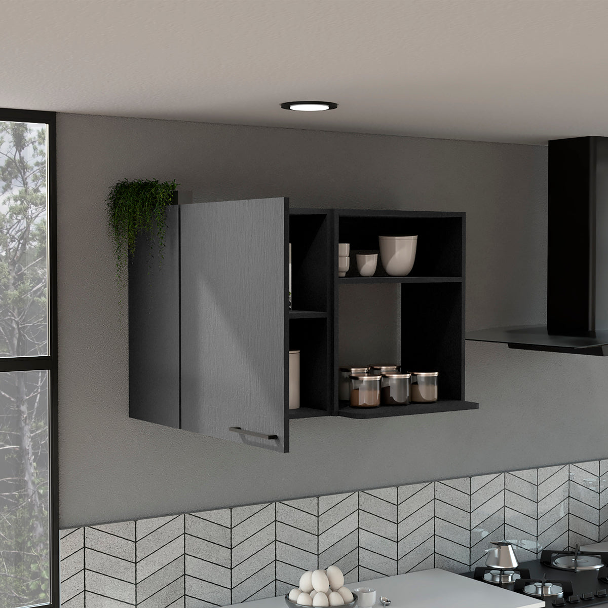 TUHOME CONCEPT Mueble alto de cocina Nápoles de 100 cm, wengué