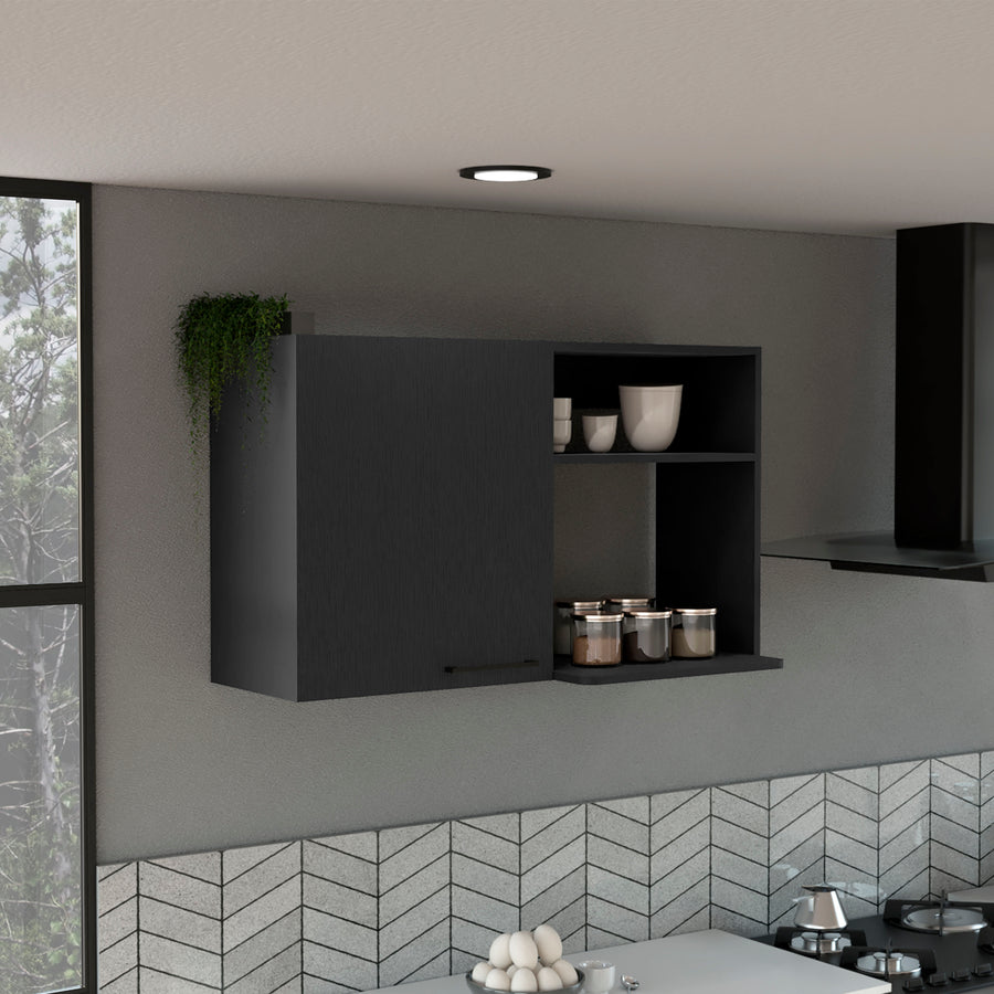 Mueble alto de cocina Napoles de 100 cm con 1 puerta, wengué