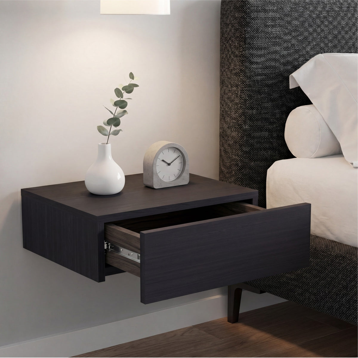 TUHOME CONCEPT Mesita de noche flotante Milano de 40 cm, wengué