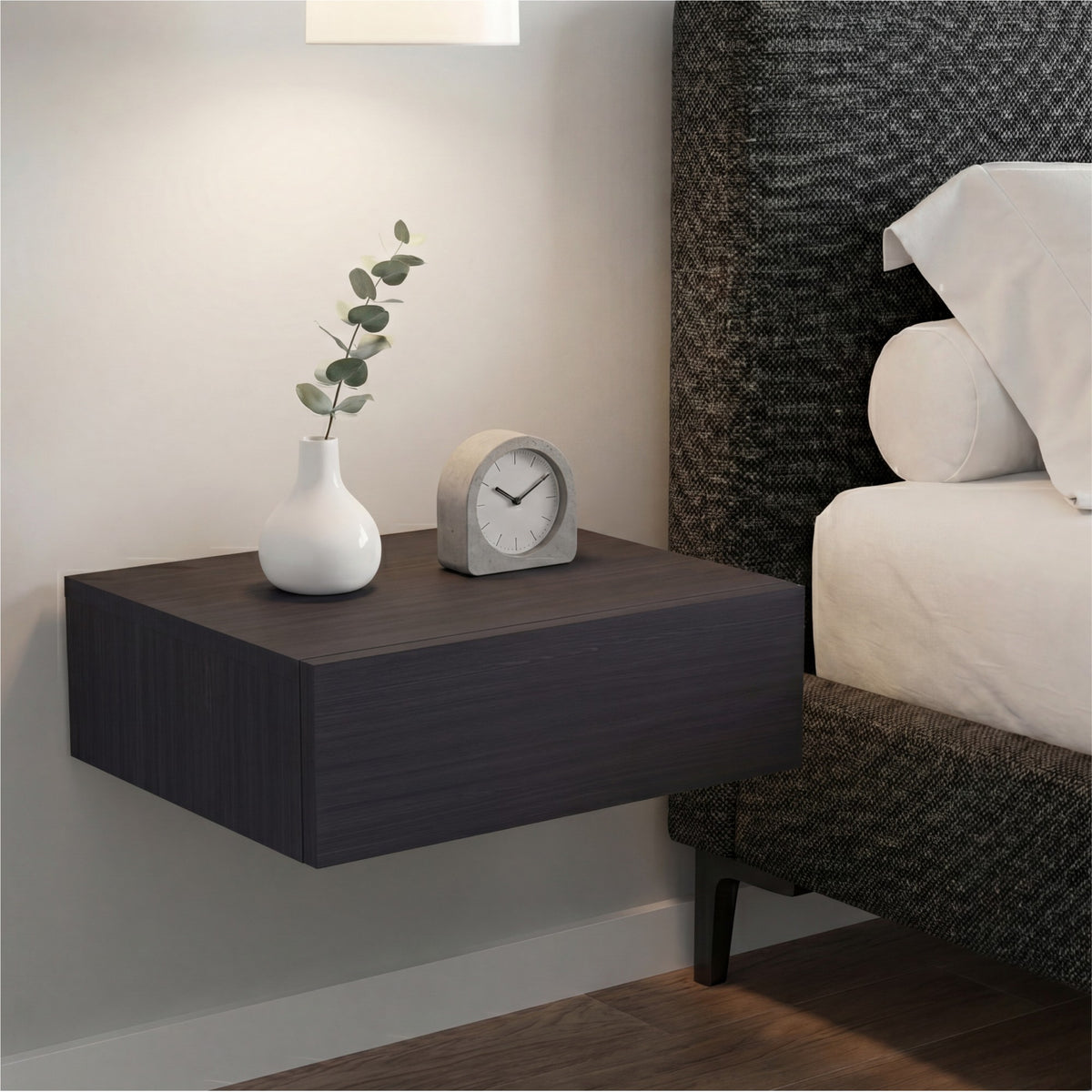 TUHOME CONCEPT Mesita de noche flotante Milano de 40 cm, wengué