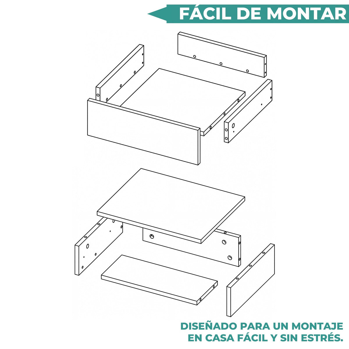 TUHOME CONCEPT Mesita de noche flotante Milano de 40 cm, wengué