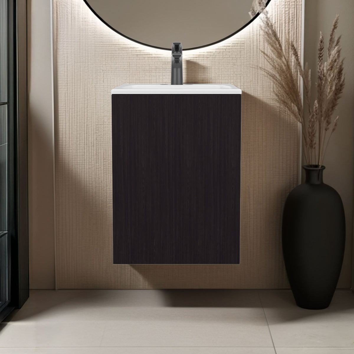 TUHOME CONCEPT Mueble de baño suspendido Colton de 45 cm con lavabo, wengué