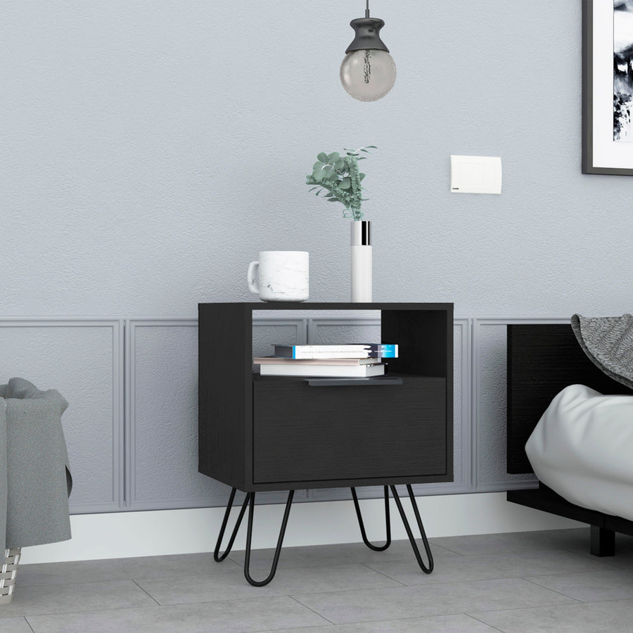 TUHOME CONCEPT Mesita de noche Augusta de 45 cm, wengué