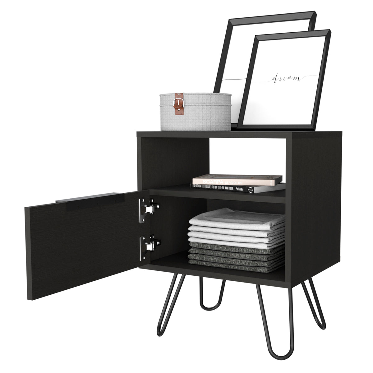 TUHOME CONCEPT Mesita de noche Augusta de 45 cm, wengué