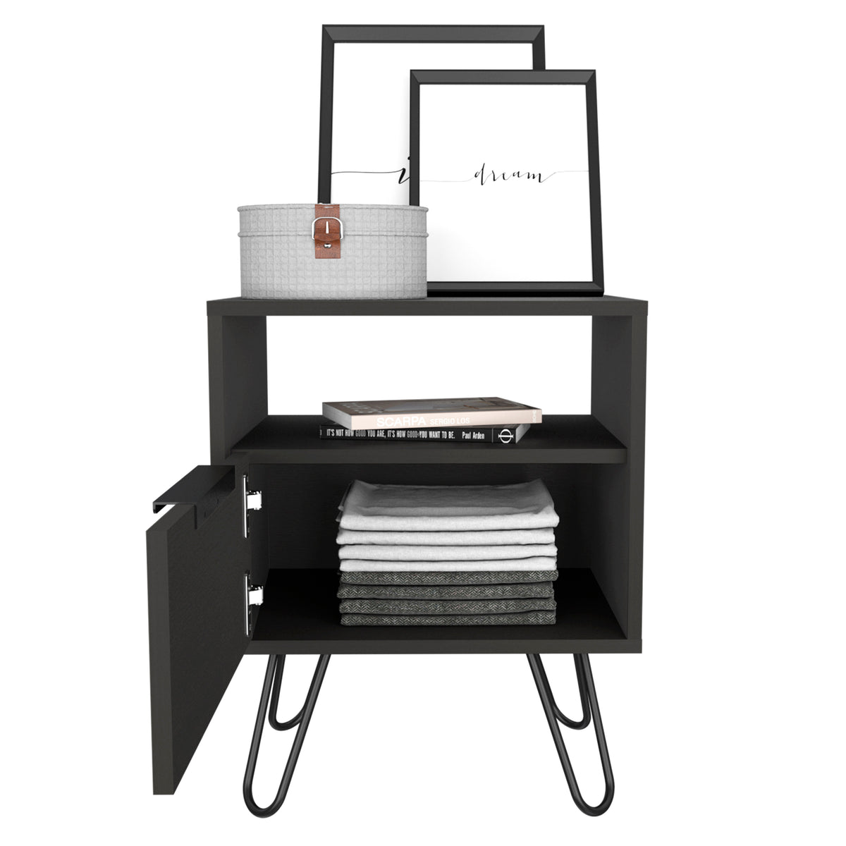TUHOME CONCEPT Mesita de noche Augusta de 45 cm, wengué