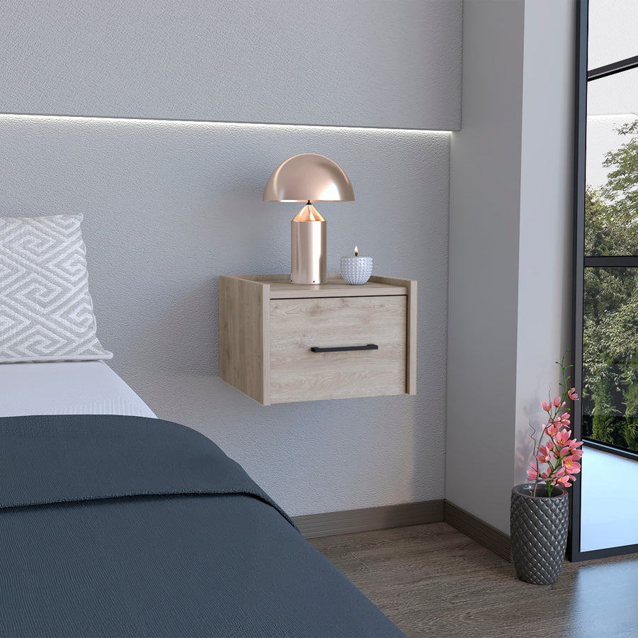 TUHOME CONCEPT Mesita de noche flotante Boa de 35 cm, gris ceniza