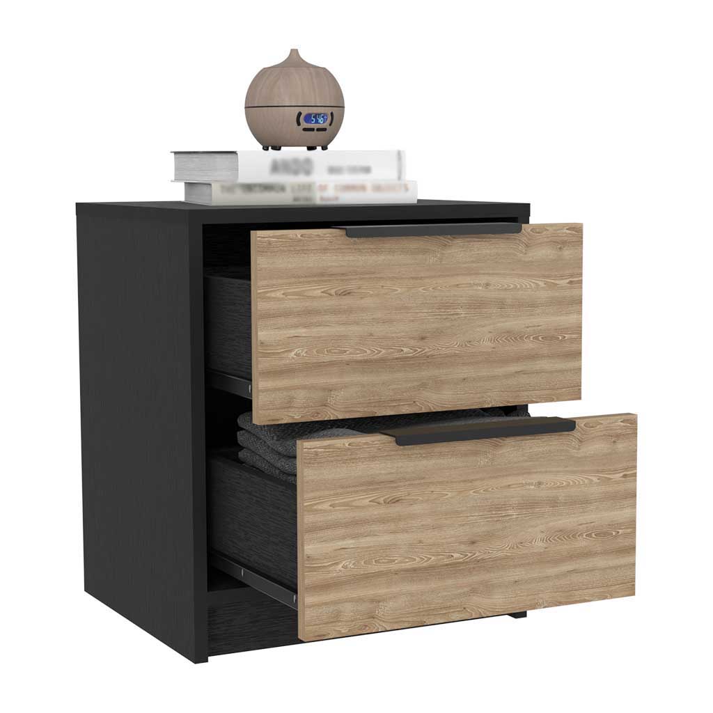 TUHOME CONCEPT Mesita de noche Kaia de 41 cm, roble miel y wengué