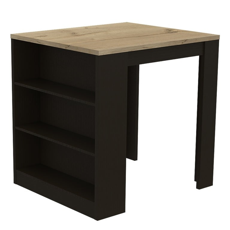 TUHOME CONCEPT Mesa alta de cocina Tanna de 79 cm, wengué y roble arena