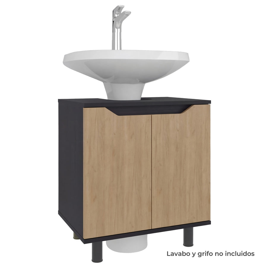 TUHOME CONCEPT Mueble bajo lavabo Marlo de 55 cm, wengué y fresno