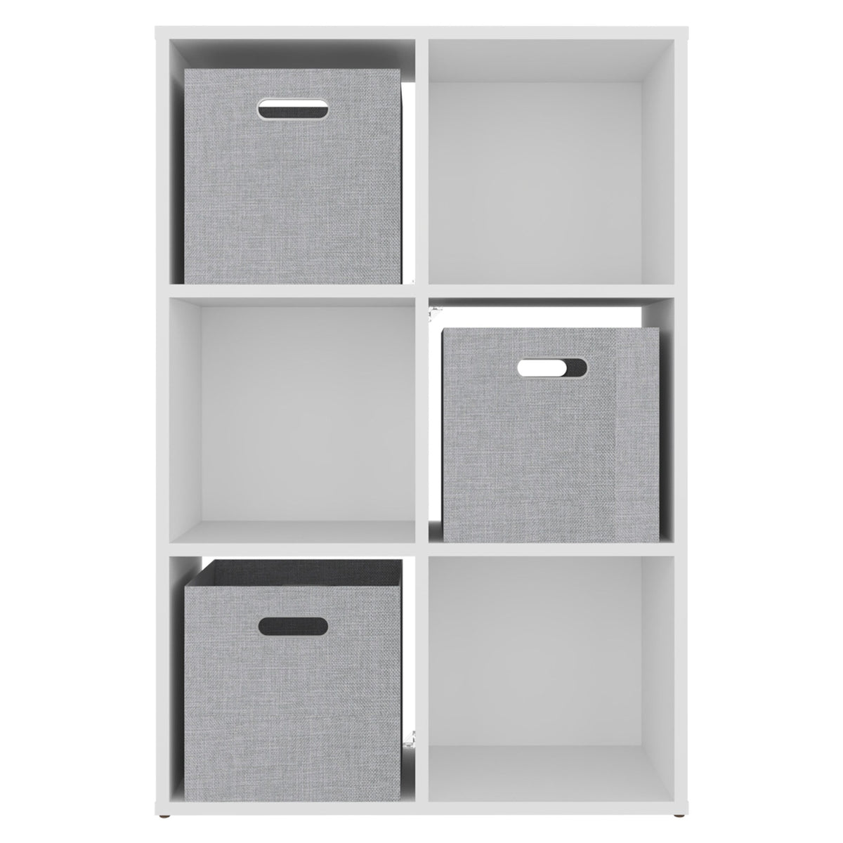 TUHOME CONCEPT Estantería organizadora Lena de 6 cubos con 3 cajas de tela, 92 cm, blanco