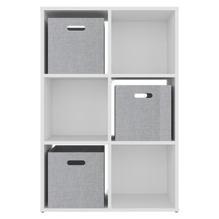 TUHOME CONCEPT Estantería organizadora Lena de 6 cubos con 3 cajas de tela, 92 cm, blanco