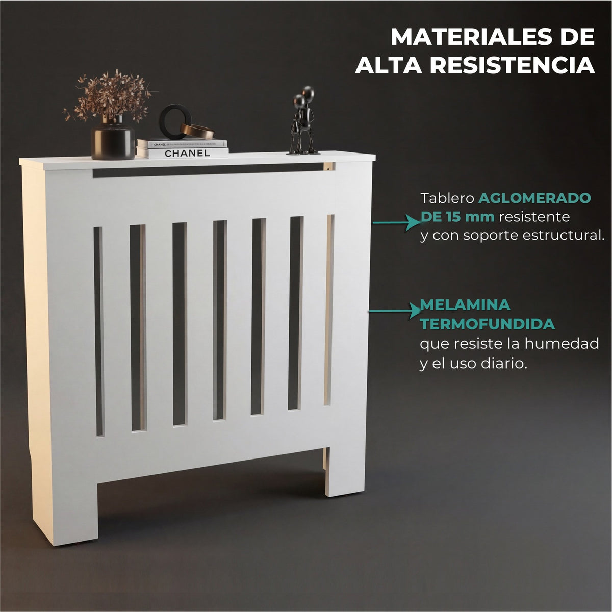 TUHOME CONCEPT Cubreradiador Linn de 79 cm, blanco
