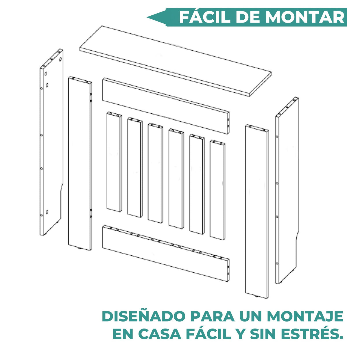 TUHOME CONCEPT Cubreradiador Linn de 79 cm, blanco