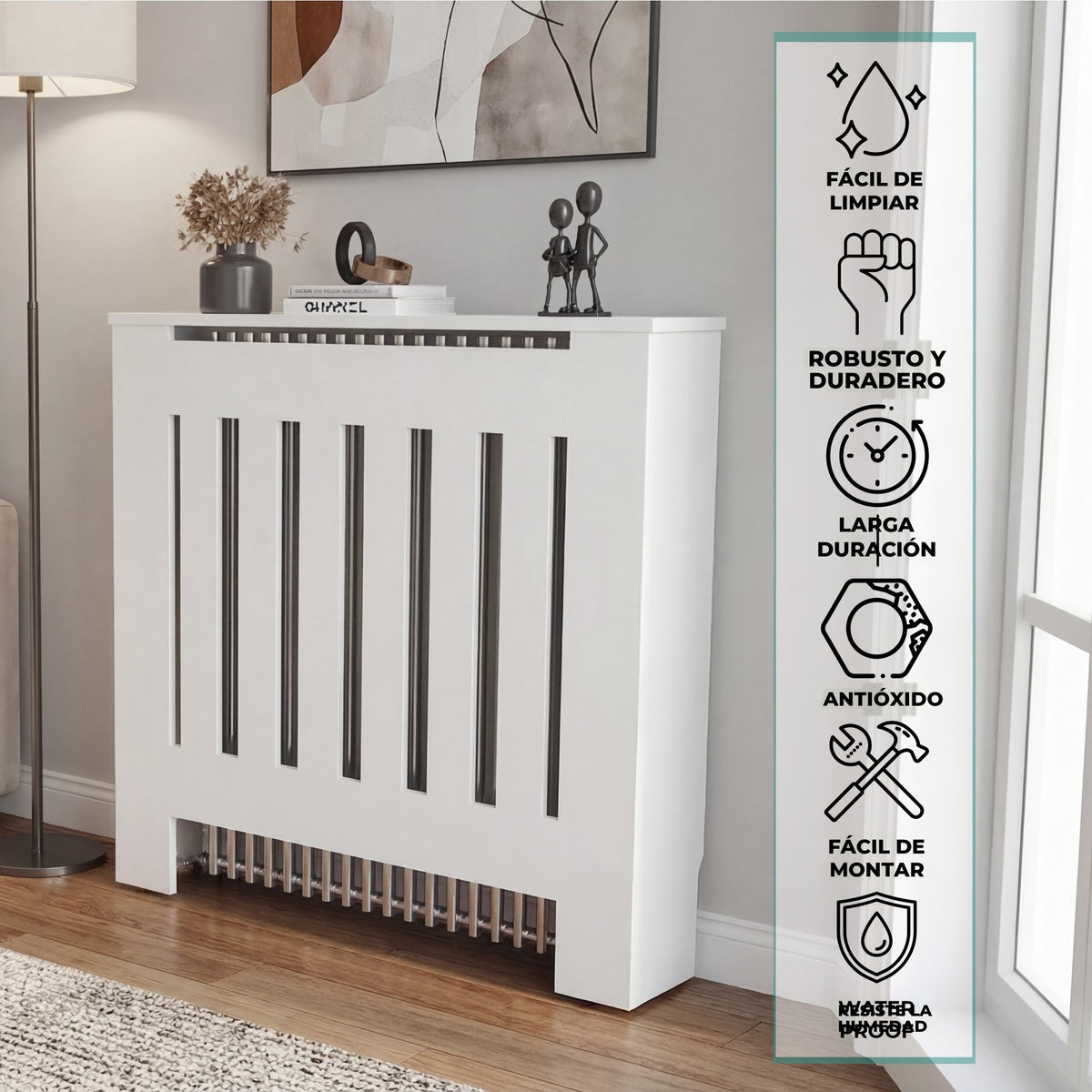 TUHOME CONCEPT Cubreradiador Linn de 79 cm, blanco