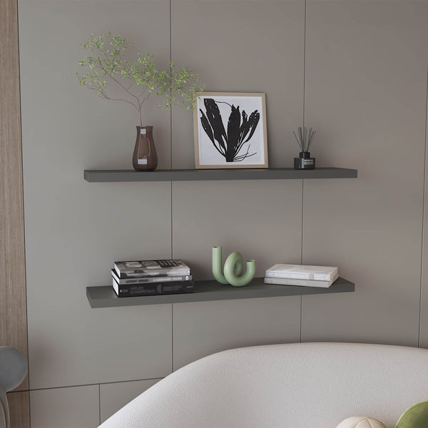 TUHOME Repisa Flotante Greer en Melamina x2, Gris.