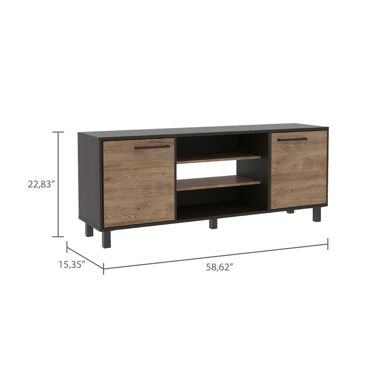 TUHOME CONCEPT Mueble de TV Kaia de 149 cm, wengué y roble miel
