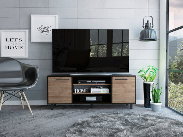 Mueble TV Kaia con Almacenamiento Multimedia, Wengue / Miel TV 65"