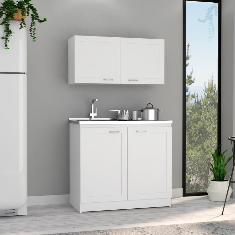 Conjunto de muebles de cocina Zurich con 4 puertas, blanco