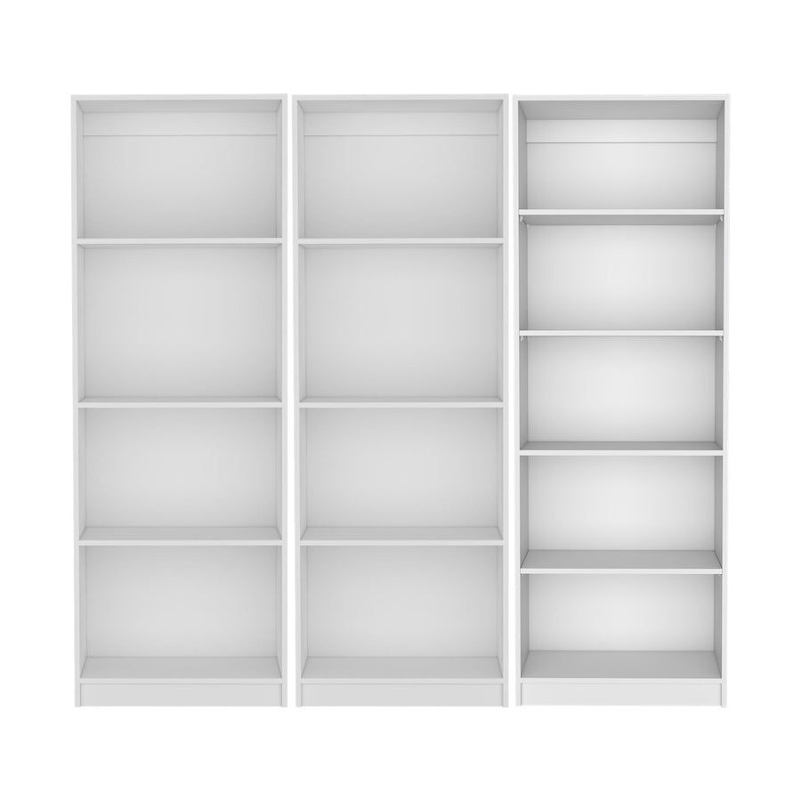 TUHOME CONCEPT Conjunto de 3 librerías Home de 181 cm: 2 abiertas de 4 huecos + 1 abierta de 5 huecos, blanco