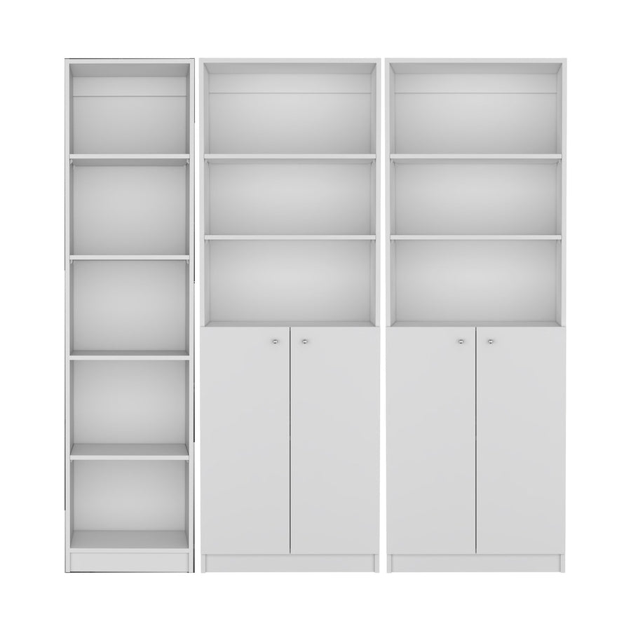 TUHOME CONCEPT Conjunto de 3 librerías Home de 181 cm: 1 XS de 45 cm + 2 con 2 puertas, blanco