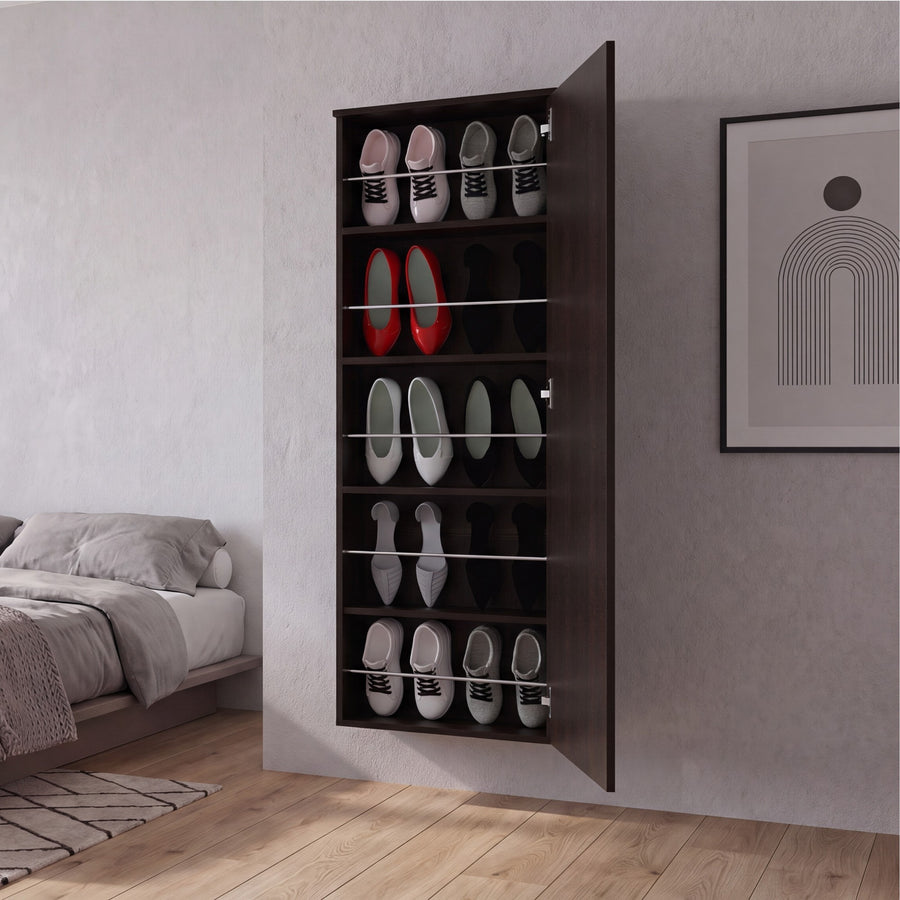 TUHOME CONCEPT Zapatero Leto de 138 cm con espejo, wengué