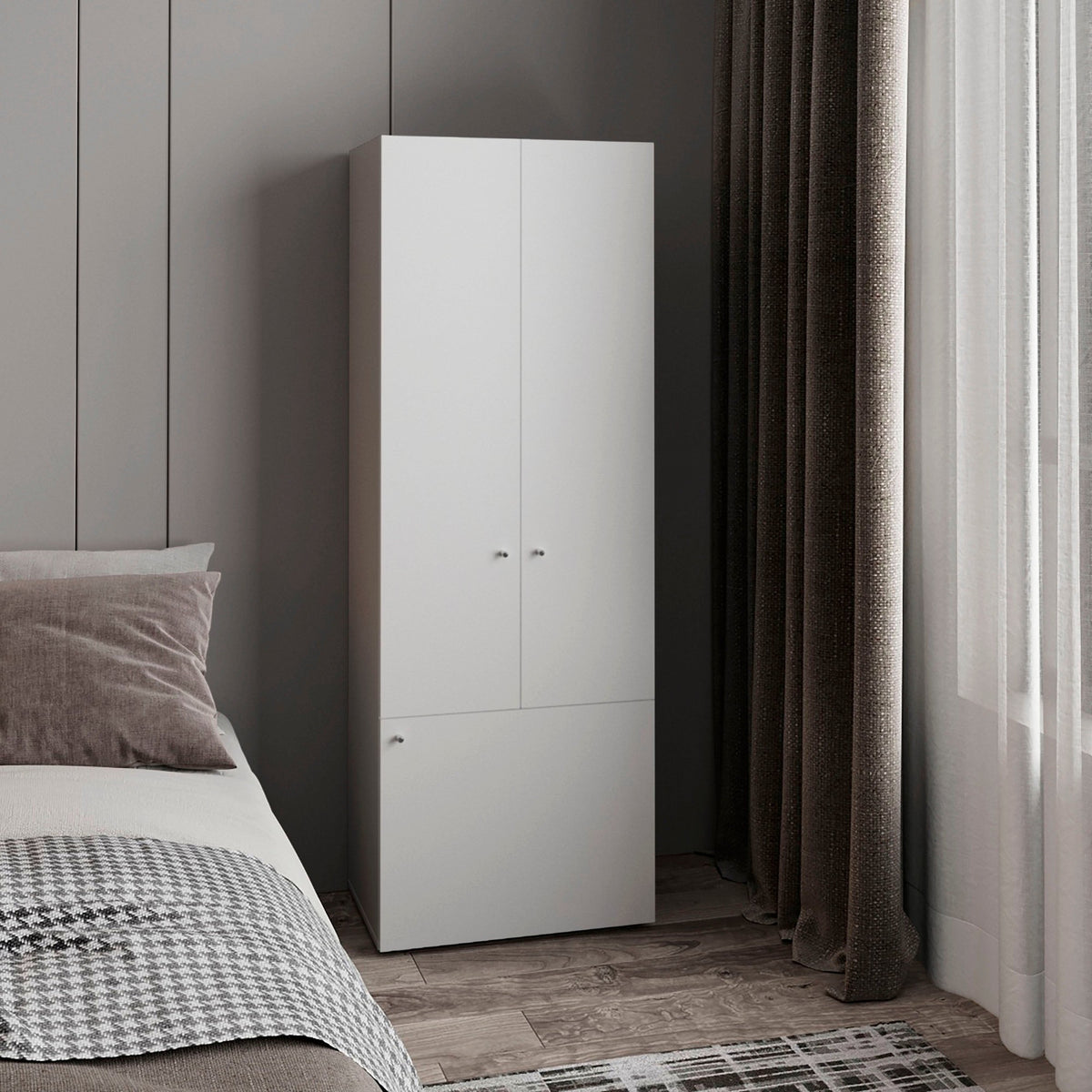 TUHOME CONCEPT Armario alto Tolleson de 170 cm con 3 puertas y estantes, blanco