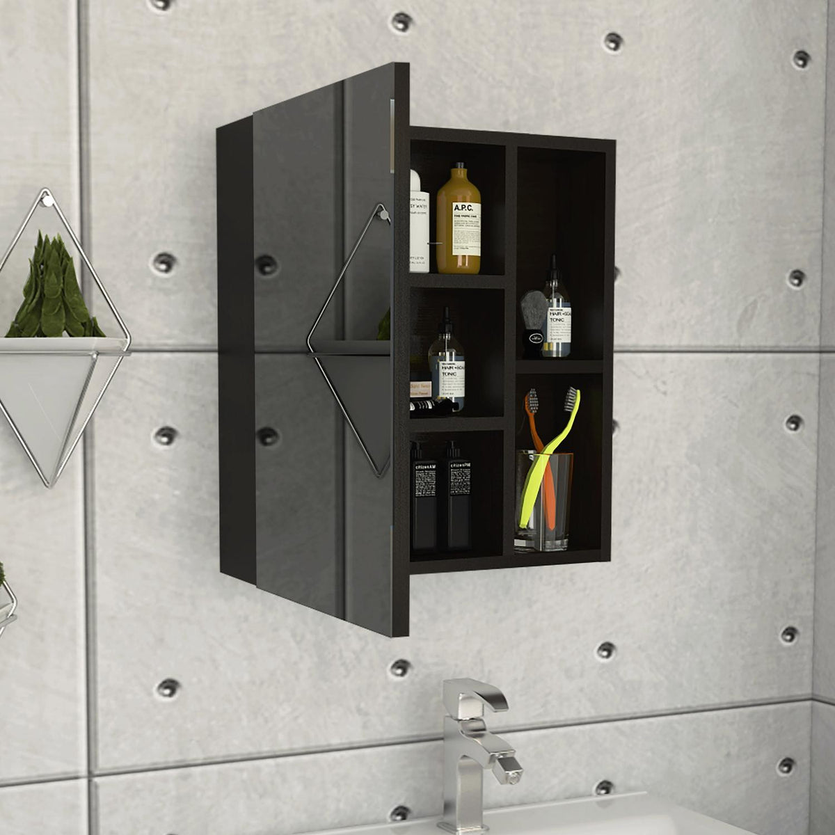 TUHOME CONCEPT Armario de baño de pared Labelle de 45 cm, wengué