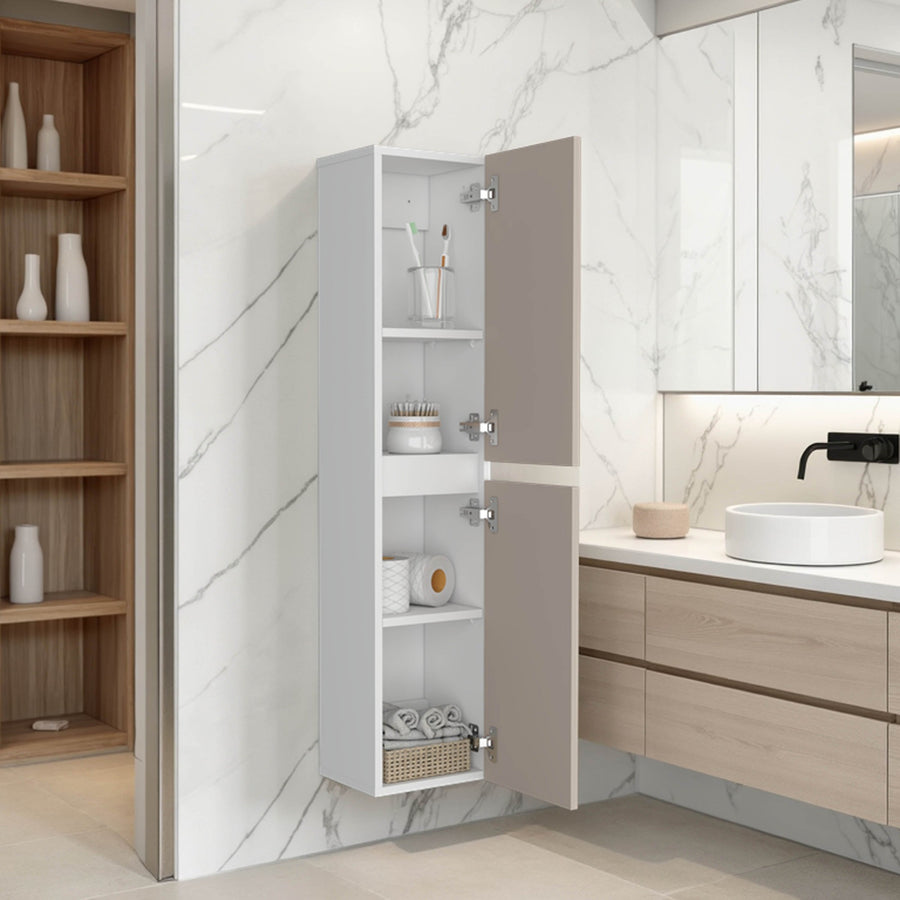 TUHOME CONCEPT Armario de pared de 25 cm con 2 puertas, blanco