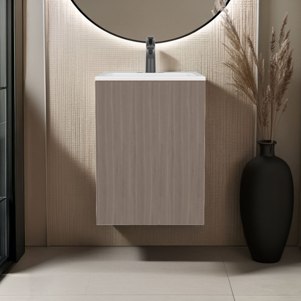 TUHOME CONCEPT Mueble de baño suspendido Colton de 45 cm con lavabo, roble Bardolino