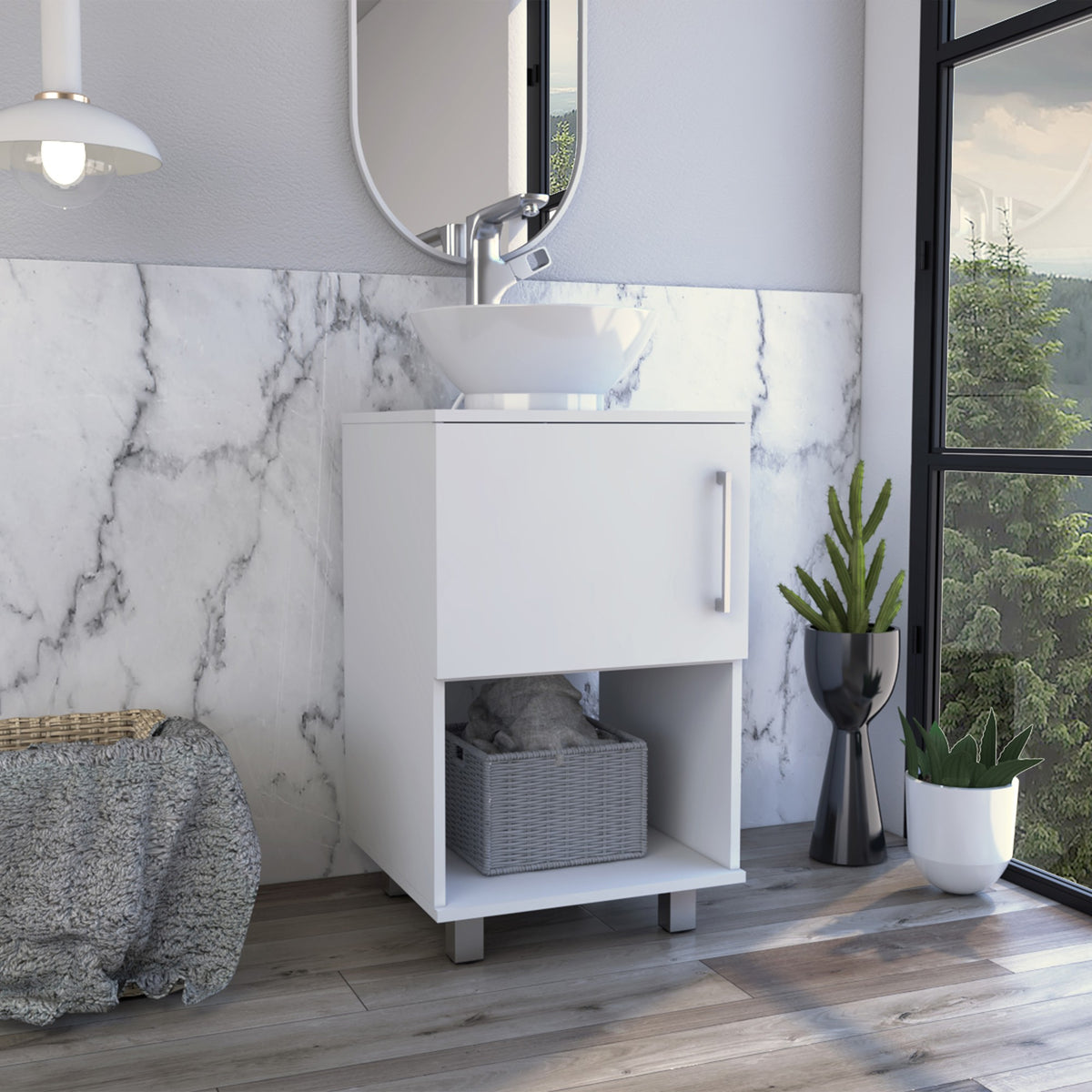 TUHOME CONCEPT Mueble de baño Gouda de 45 cm con lavabo, blanco
