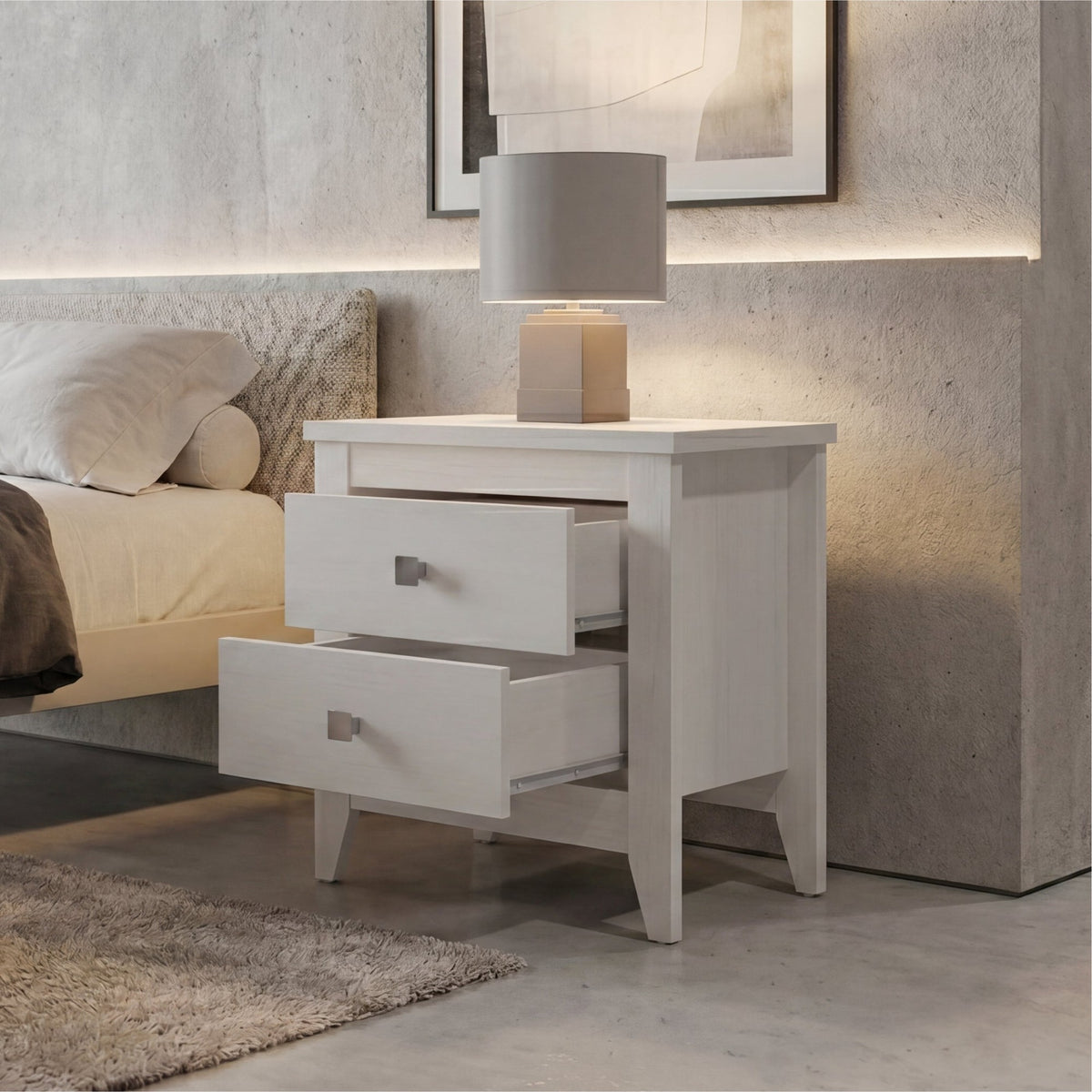 TUHOME CONCEPT Mesita de noche Amara de 60 cm, blanco