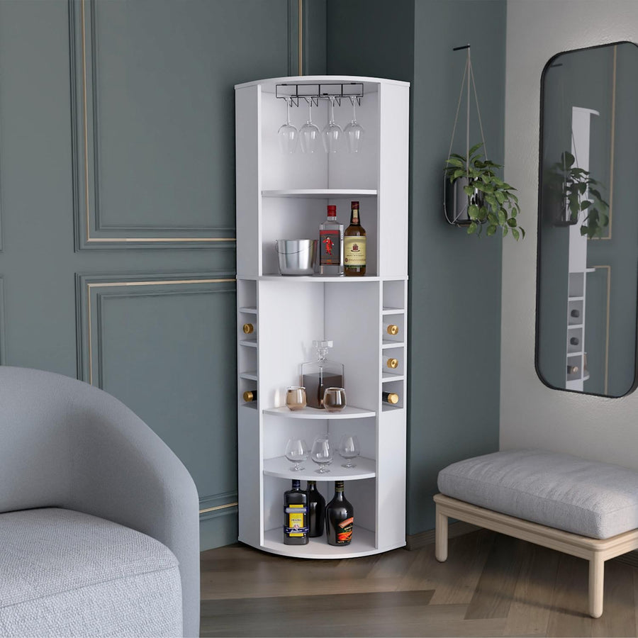 TUHOME CONCEPT Mueble bar esquinero Oban de 180 cm, blanco